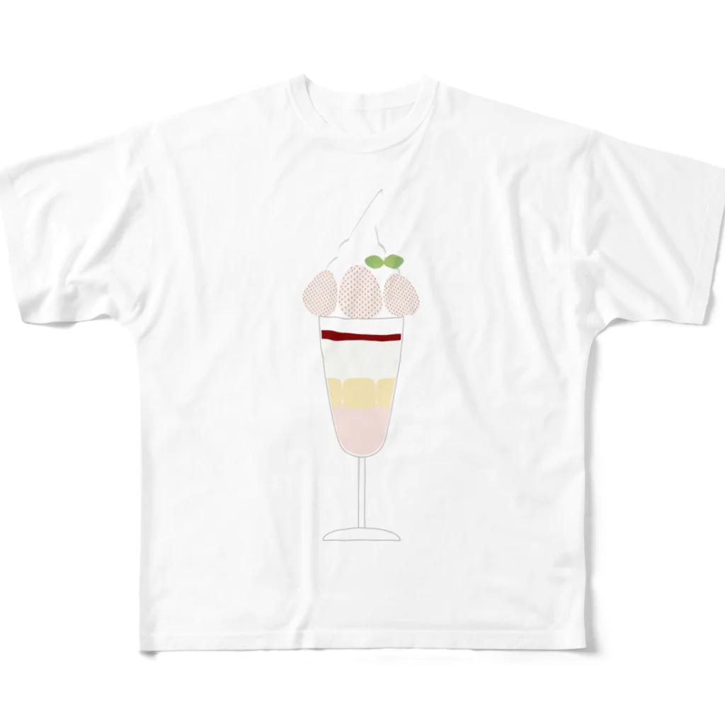 cotton-berry-pancakeの白いちごのパフェ All-Over Print T-Shirt