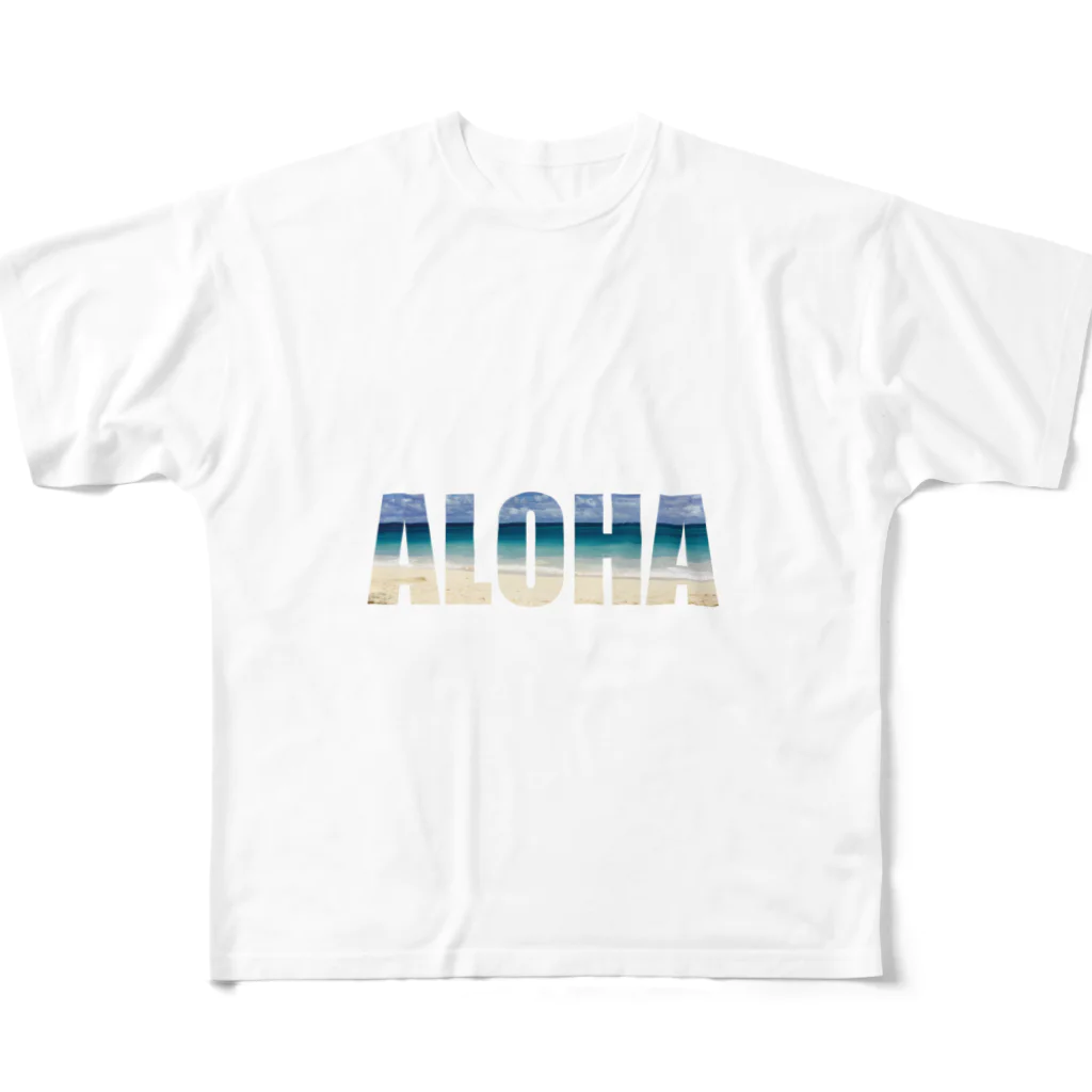 aloha808mahaloのALOHA × ビーチ＠ハワイ All-Over Print T-Shirt