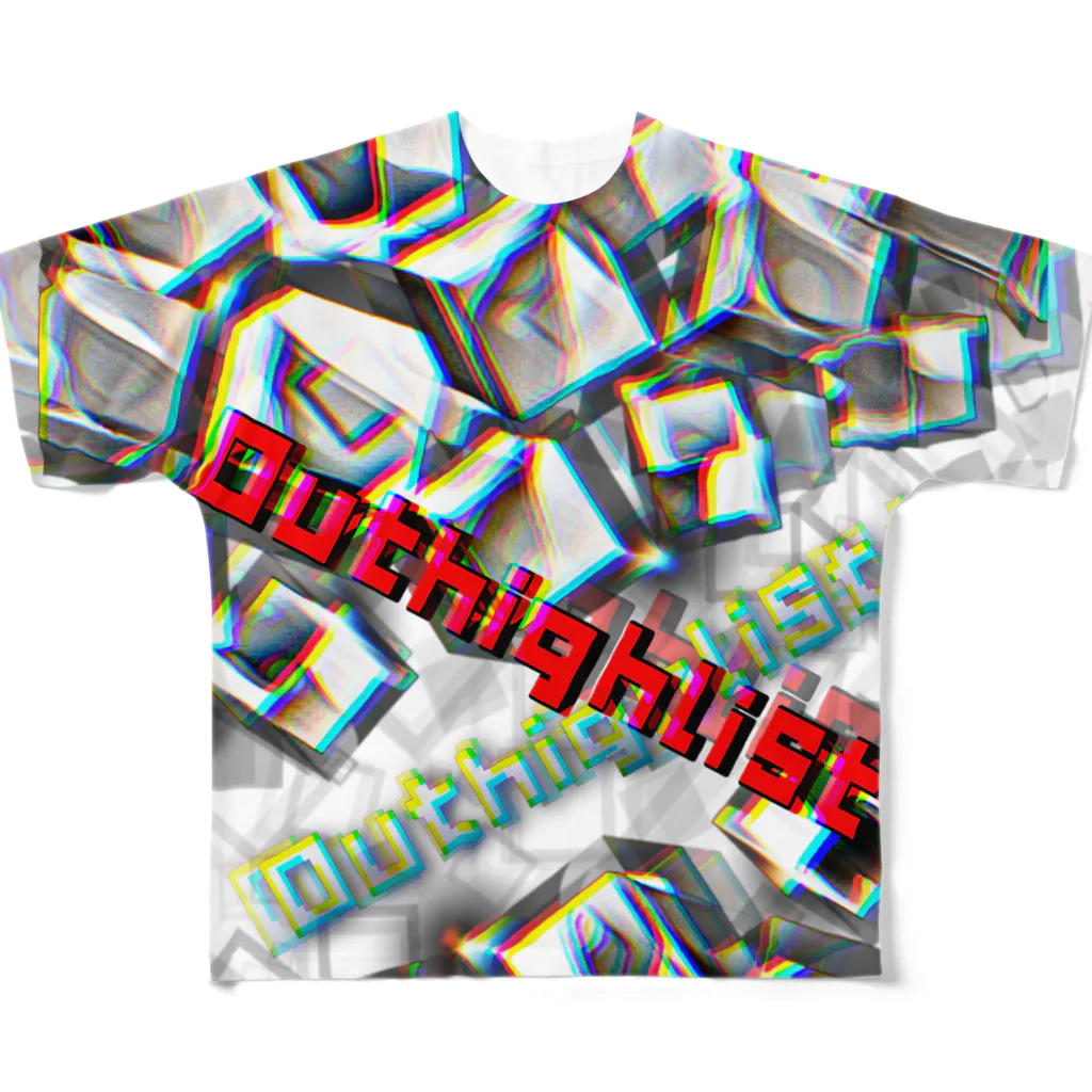 Aimurist のキューブ破壊 フルグラフィックTシャツ