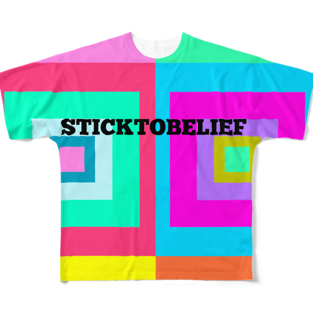 STICKTOBELIEFのcolor square All-Over Print T-Shirt
