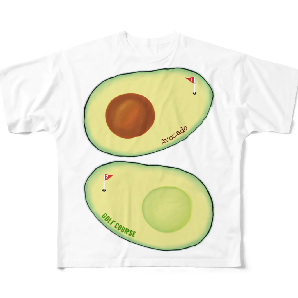 ぽんぽこあんぽんたんのアボカド ゴルフコース All-Over Print T-Shirt