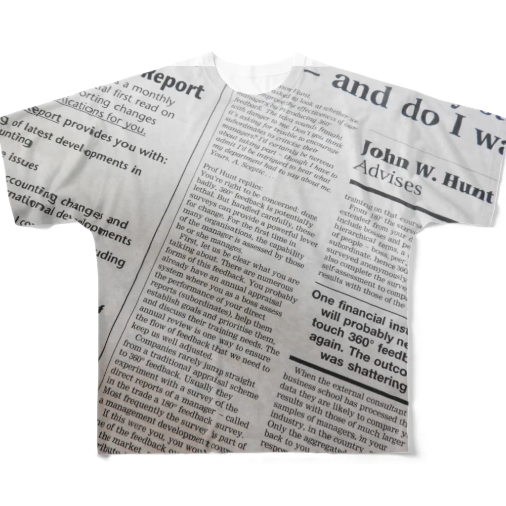 onezsideの英字新聞 フルグラフィックTシャツ