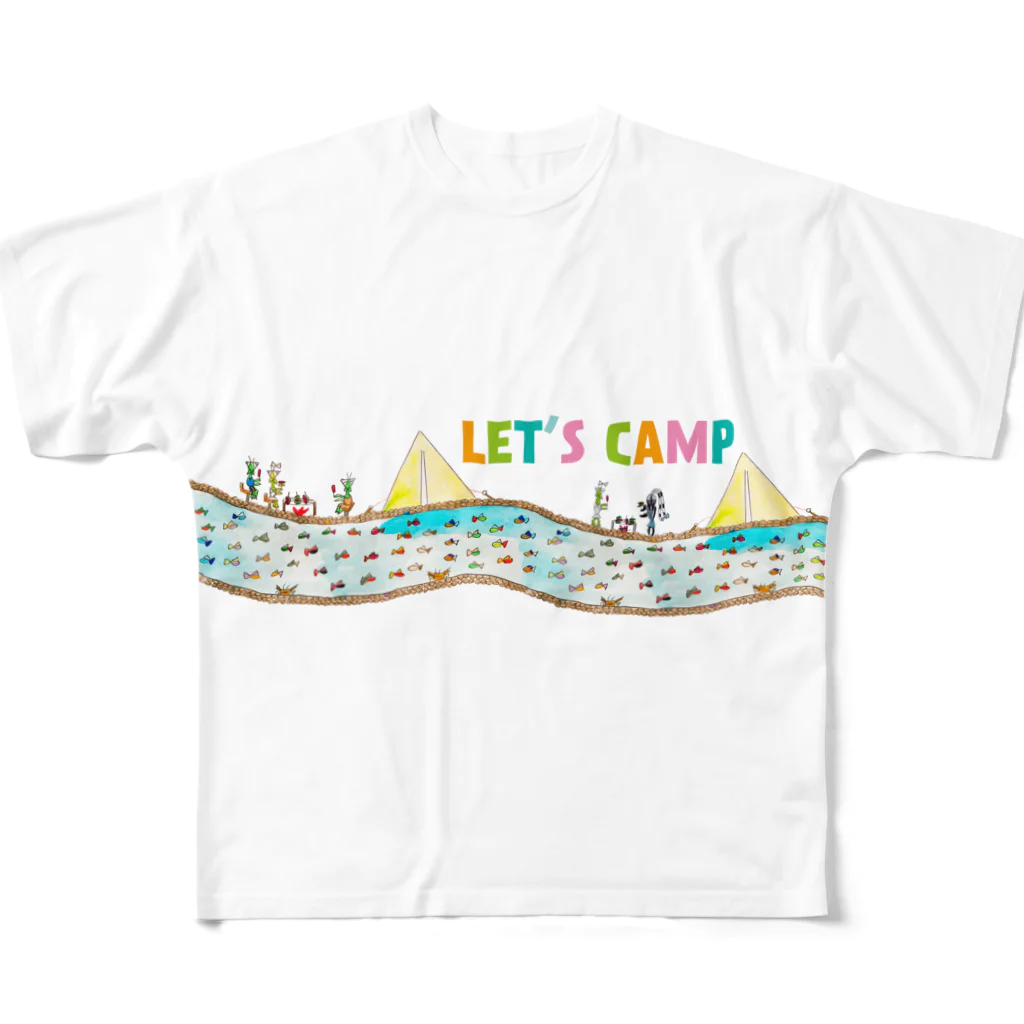 HAJIME-TALUのカマキチくんとLET'S CAMP!! フルグラフィックTシャツ