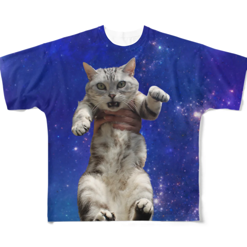 ときお✍︎🦍の宇宙猫Tシャツ フルグラフィックTシャツ