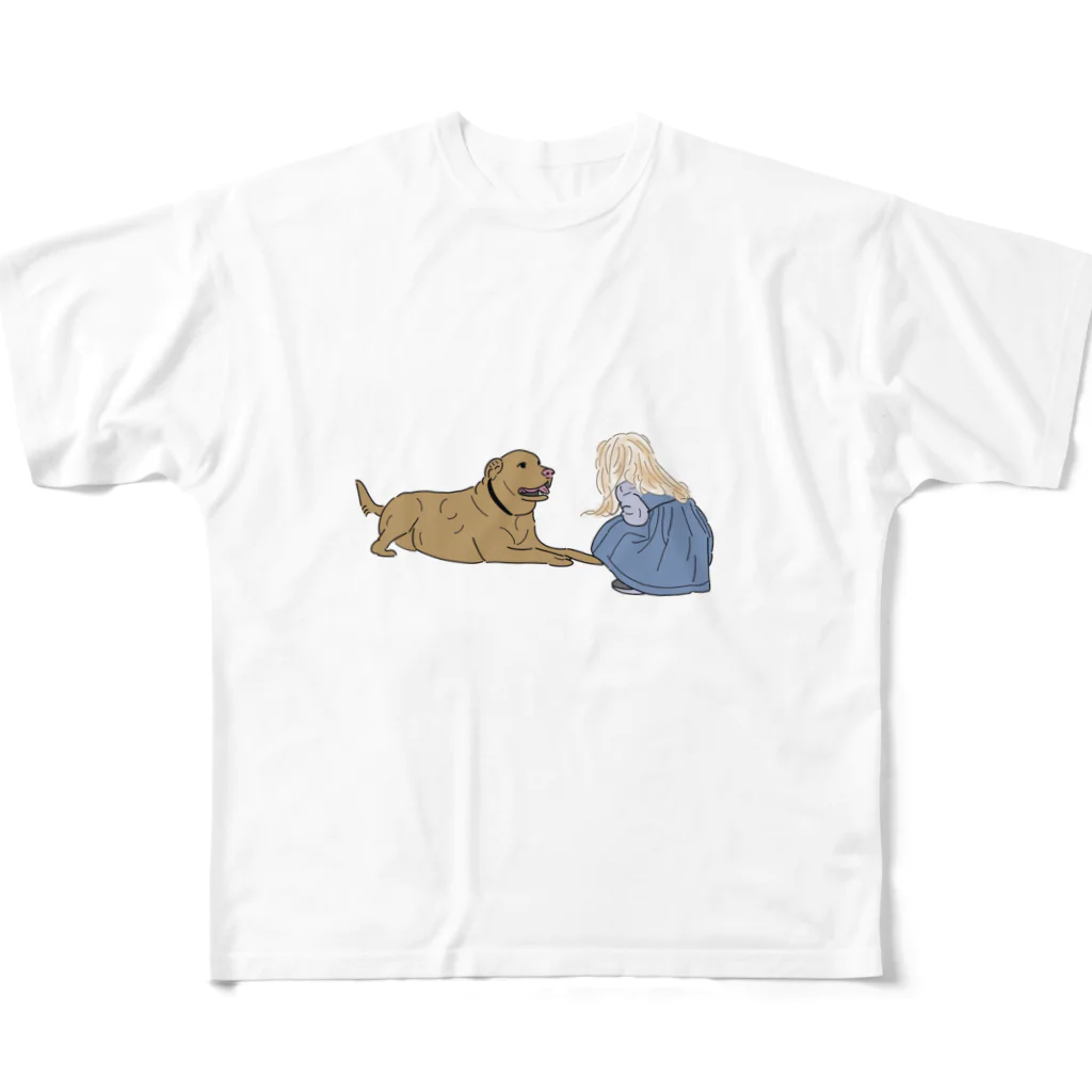 ざきおの犬と少女 フルグラフィックTシャツ