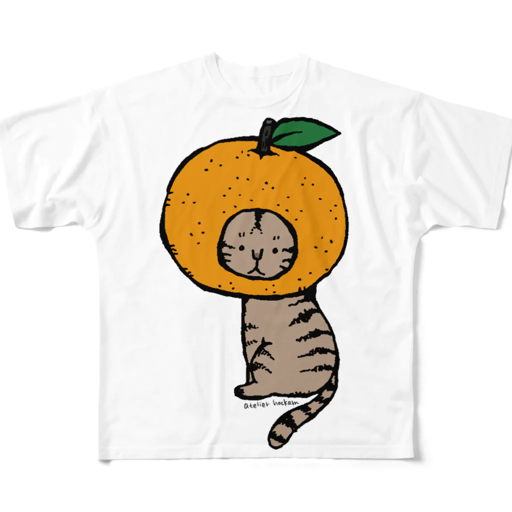 ほっかむねこ屋（アトリエほっかむ）のみかんかぶりねこ All-Over Print T-Shirt