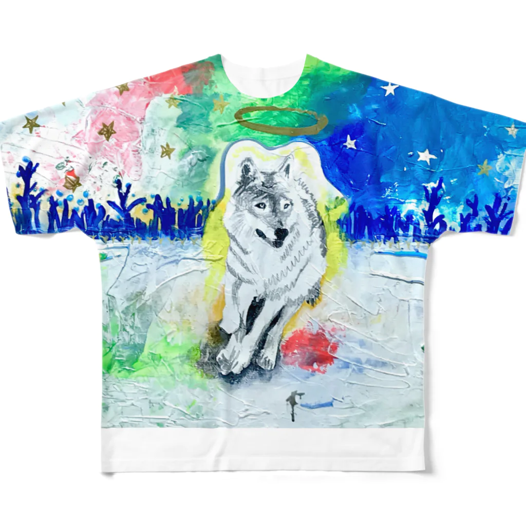 蛍烏賊屋のwolf フルグラフィックTシャツ
