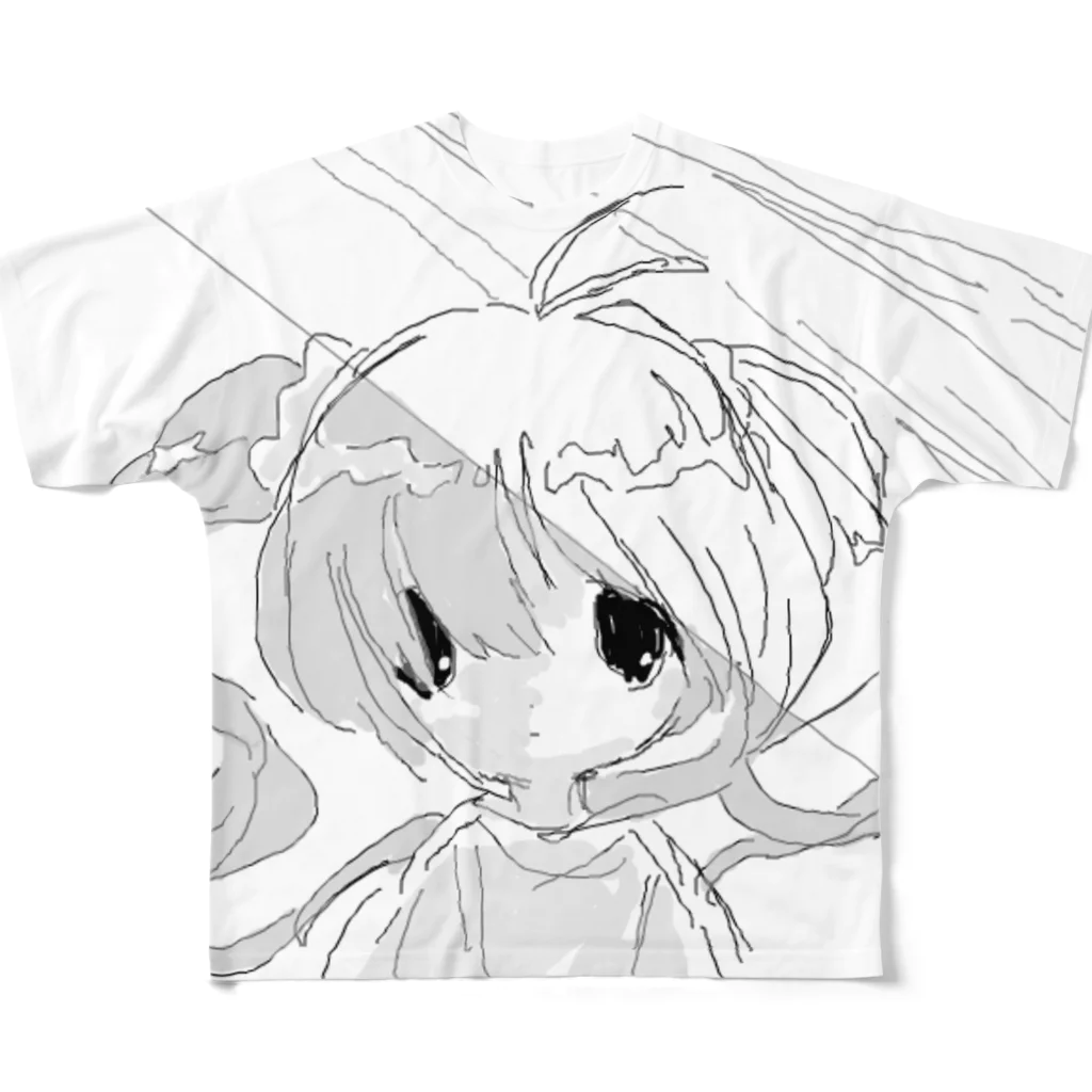 ゆーきんの絵ぐっずの雨の日花王 풀그래픽 티셔츠
