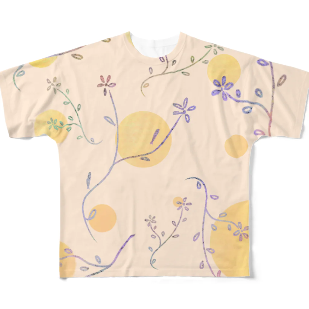 Lily bird（リリーバード）のパステル草花 フルグラフィックTシャツ