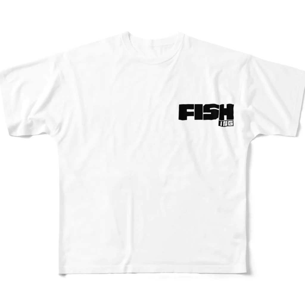 おもしろいTシャツ屋さんのFISHING　釣り　FISH　 All-Over Print T-Shirt