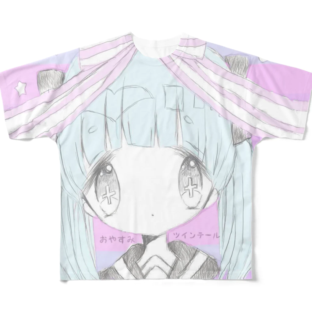 おやすみツインテールの遺影でいぇーい All-Over Print T-Shirt