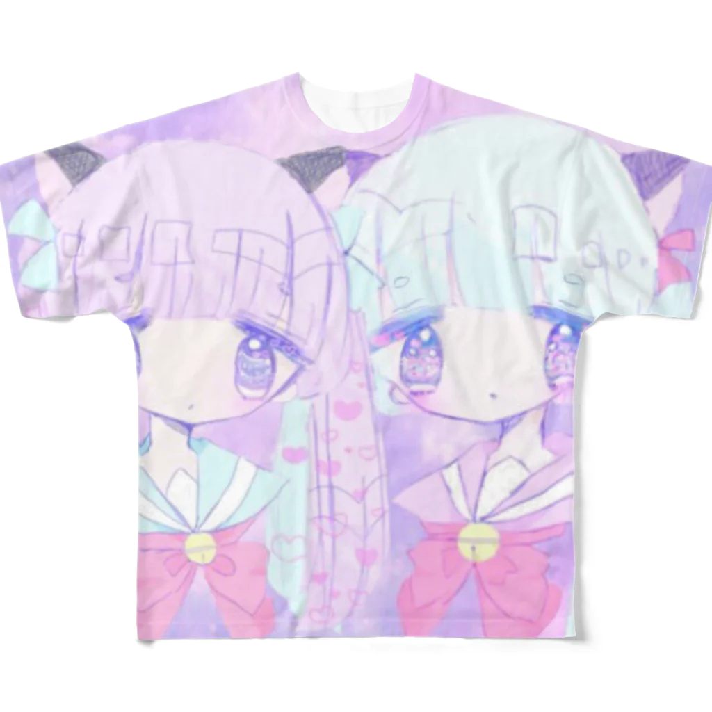 おやすみツインテールの宇宙にゃんこ All-Over Print T-Shirt