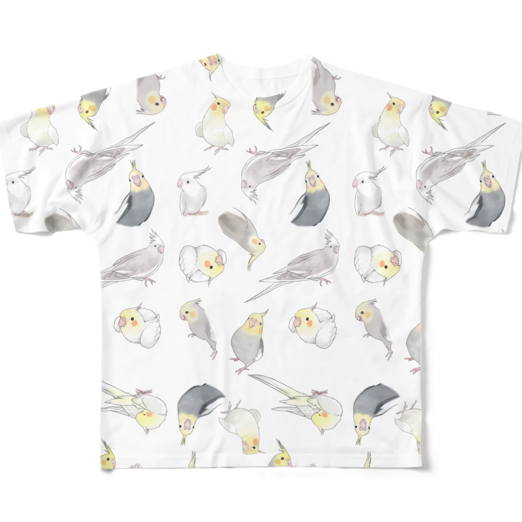 まめるりはことりのたっぷりオカメインコちゃん【まめるりはことり】 All-Over Print T-Shirt