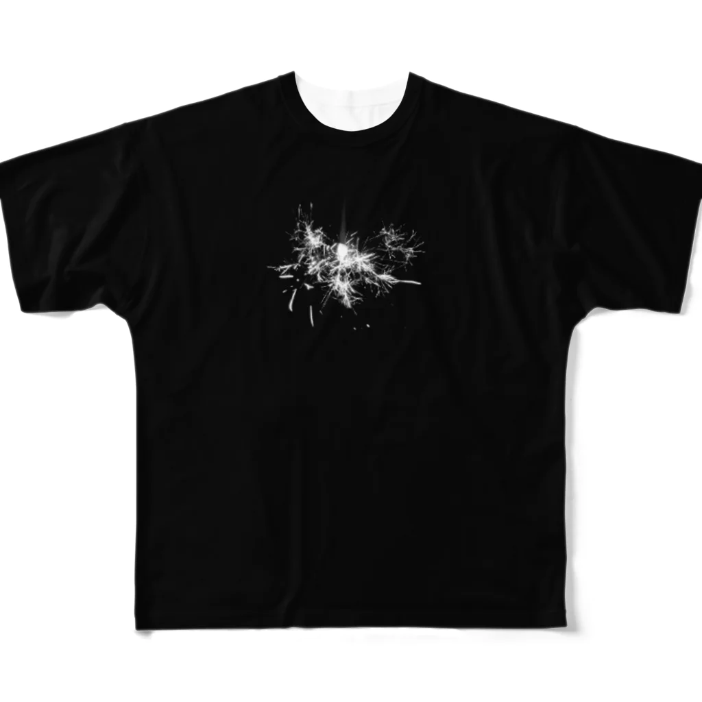 The Flos の01 Black（黒) All-Over Print T-Shirt