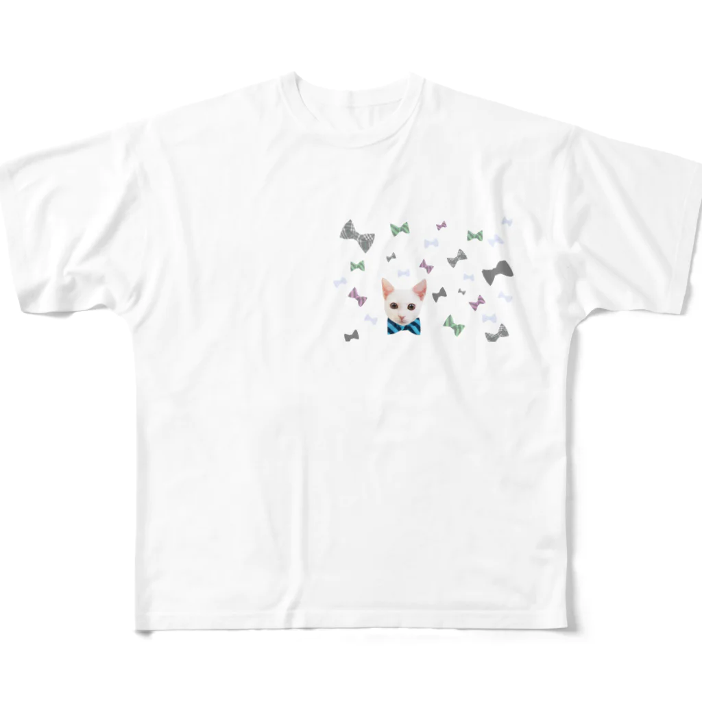 ONE STORYのおめかし猫 フルグラフィックTシャツ