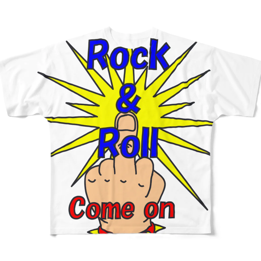 MusicJunkyのRock&Roll All-Over Print T-Shirt