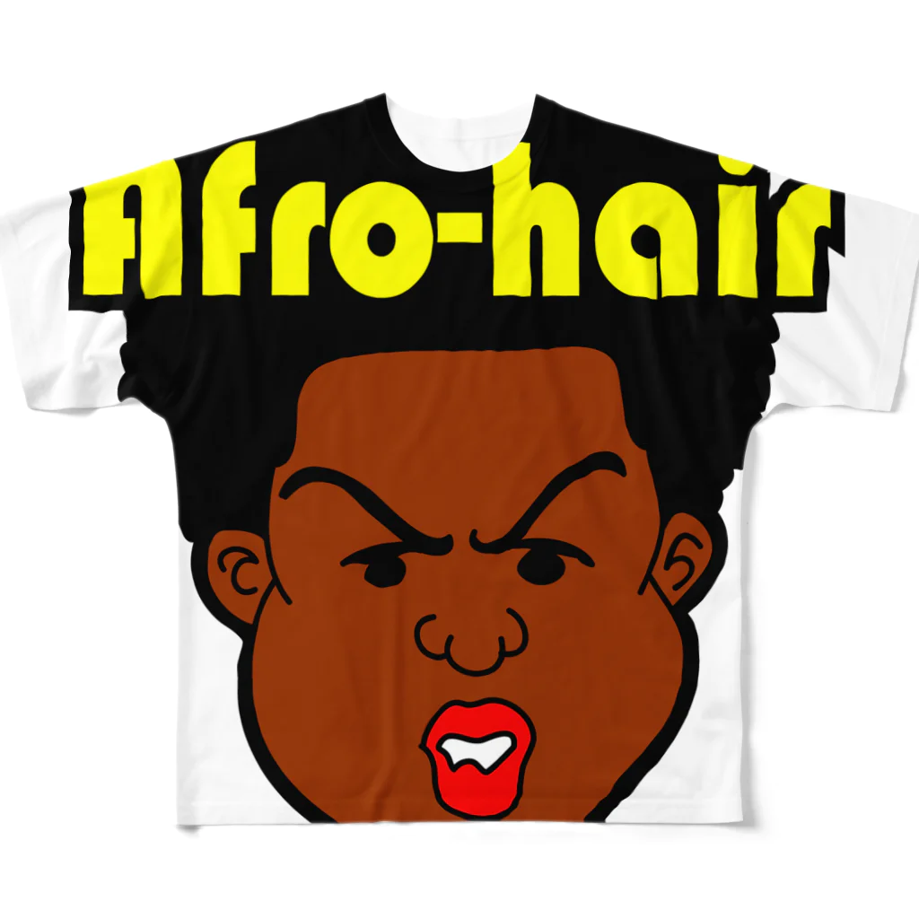 MusicJunkyのAfro-hair(アフロヘア） フルグラフィックTシャツ