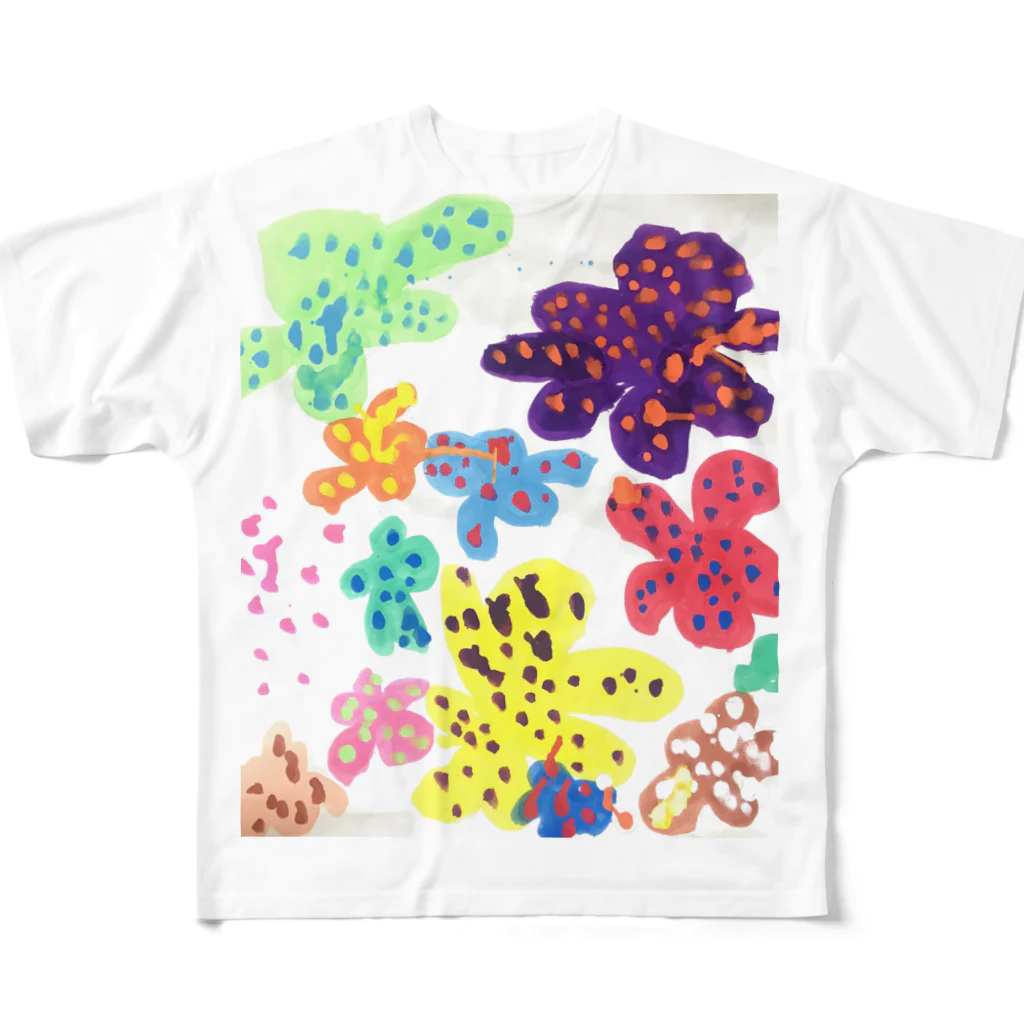 ichiartのドットのお花たちシリーズ フルグラフィックTシャツ