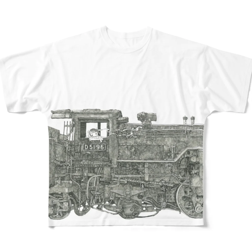 始発ちゃんの機関車に乗って… All-Over Print T-Shirt