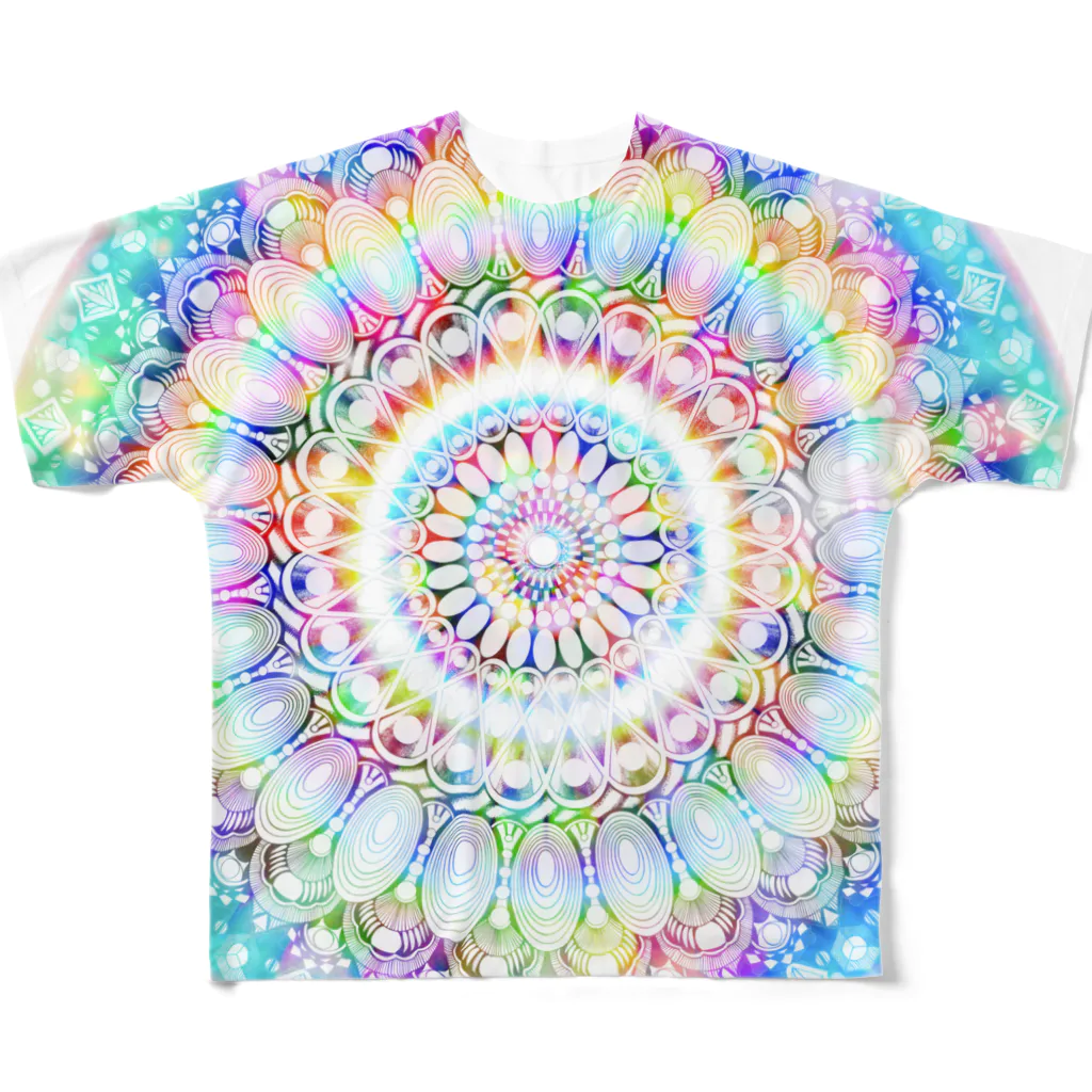 太陽の光降りそそぐ庭の星の花かんむり All-Over Print T-Shirt