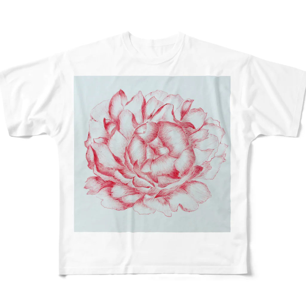 ピッチーの芍薬 peony フルグラフィックTシャツ