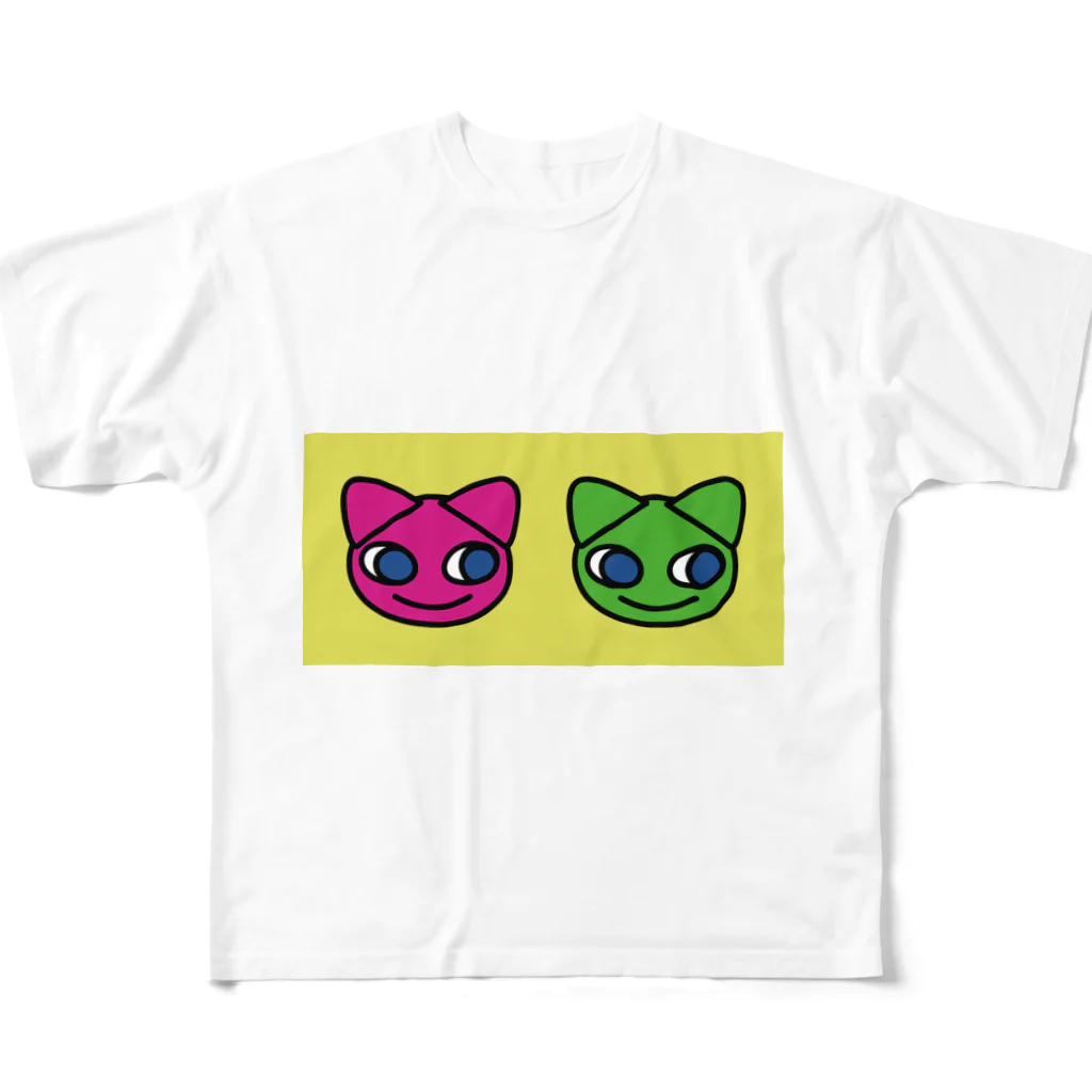 グレープフルーツちゃんのTwoCats_YELLOW All-Over Print T-Shirt