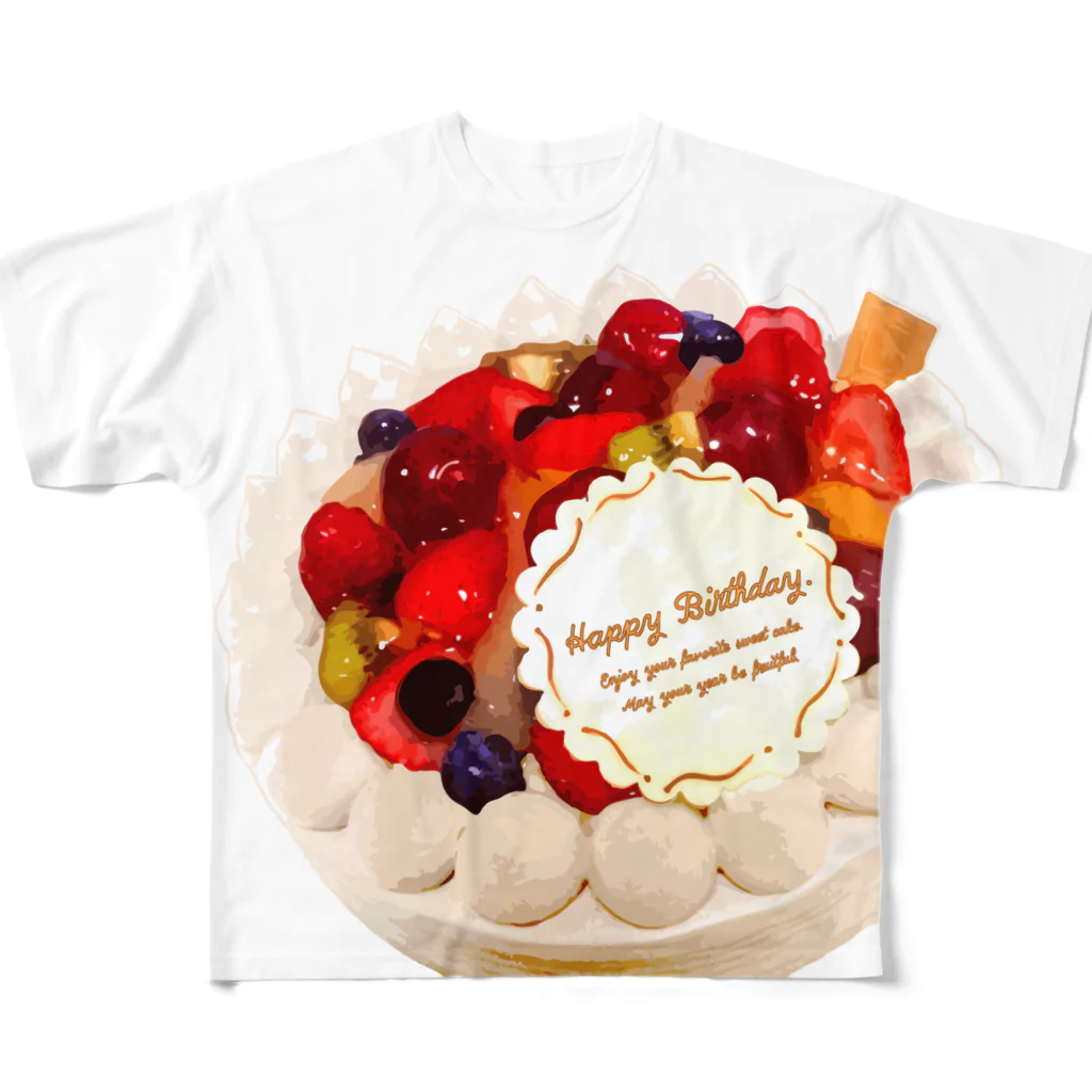 kimchinのフルーツたっぷりのデコレーションケーキ All-Over Print T-Shirt