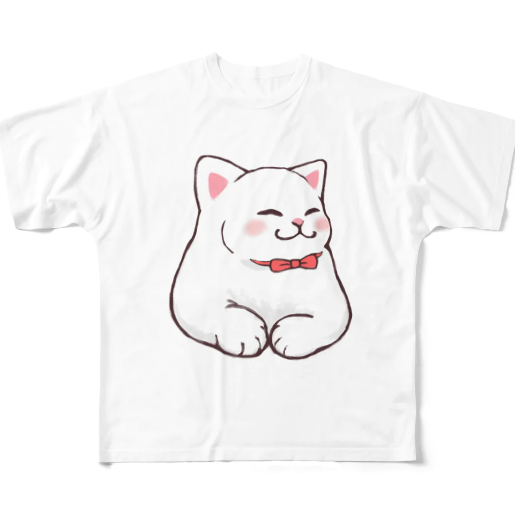 ふわにゃんshopのごきげんにゃんこ フルグラフィックTシャツ