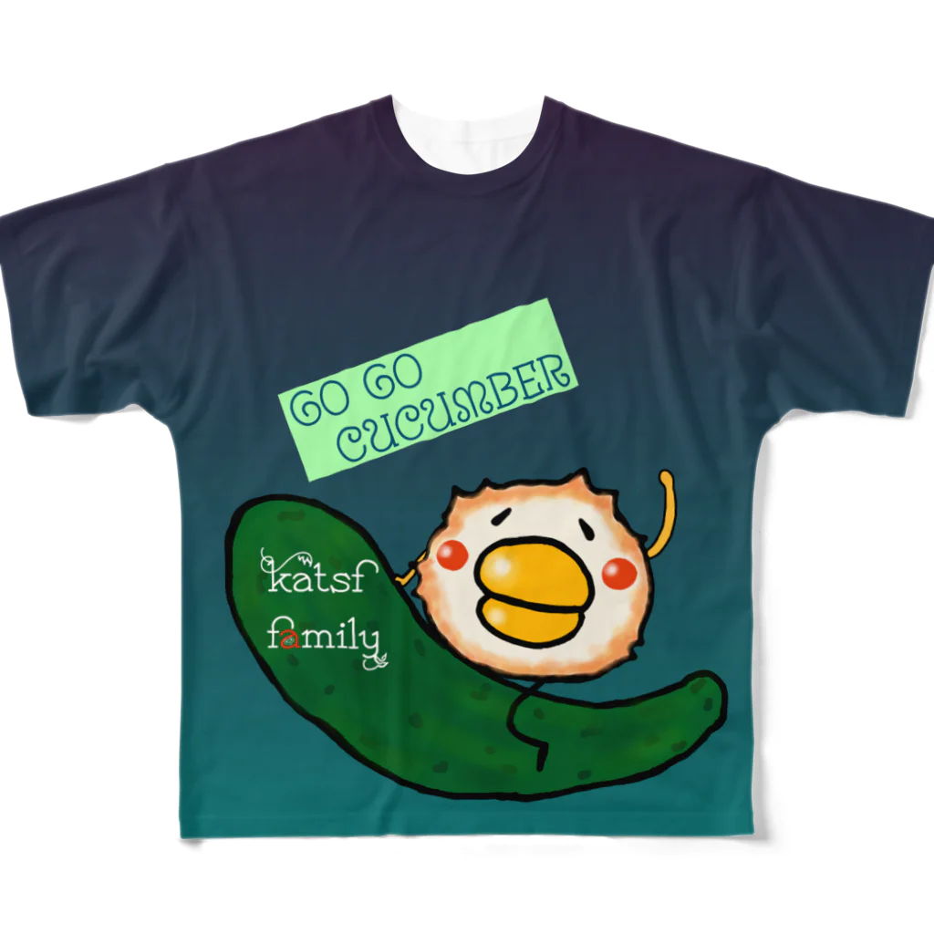 Katsf family samisamiのGO GO Cucumber フルグラフィックTシャツ