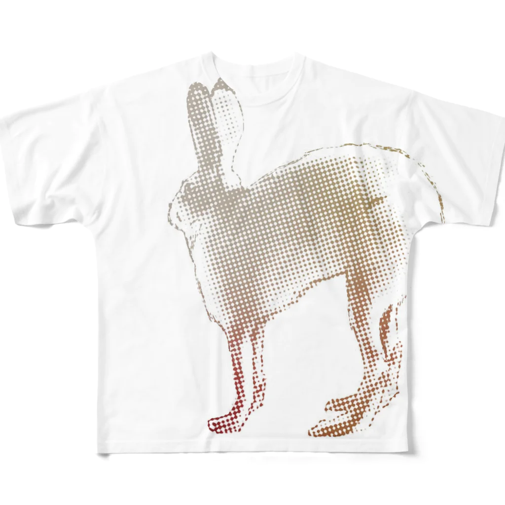 杏(弱火)のホッキョクウサギ フルグラフィックTシャツ