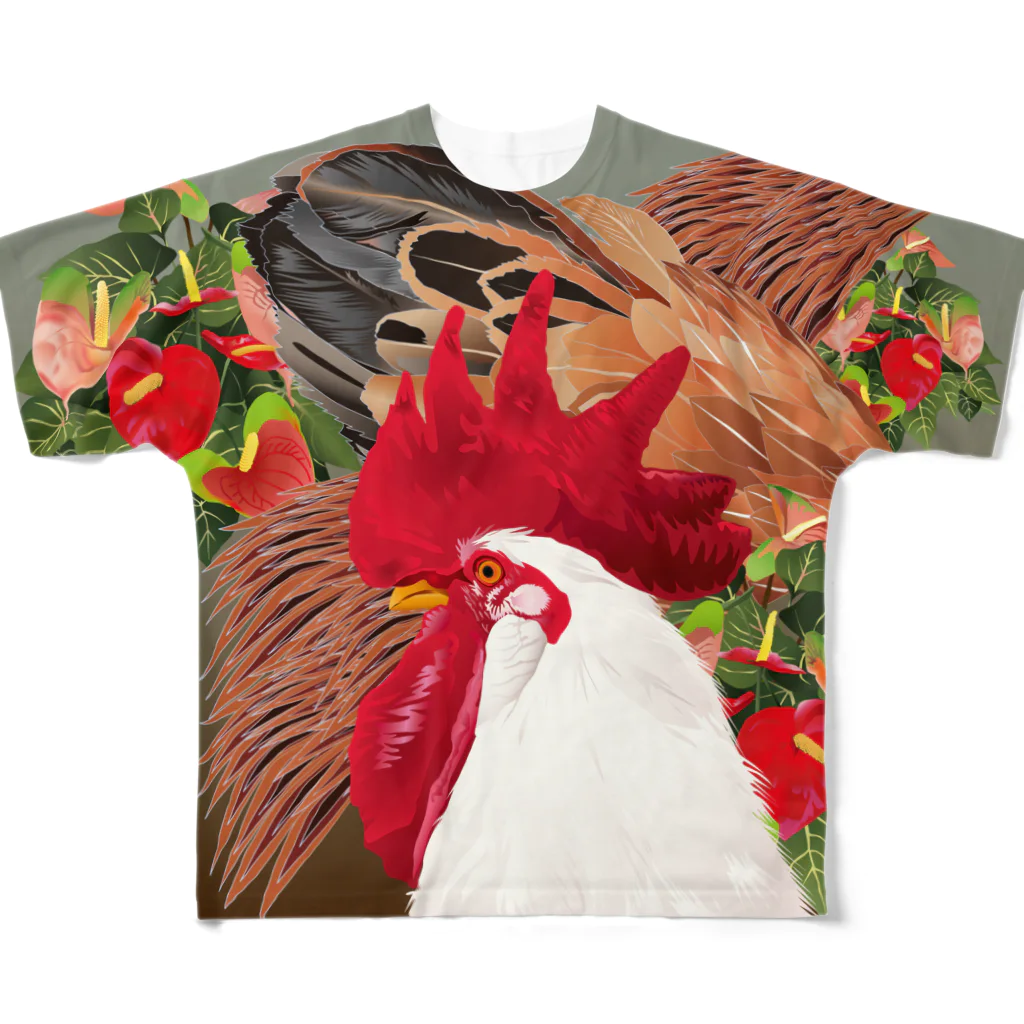 piyopiyobrandのニワトリ フルグラフィックTシャツ