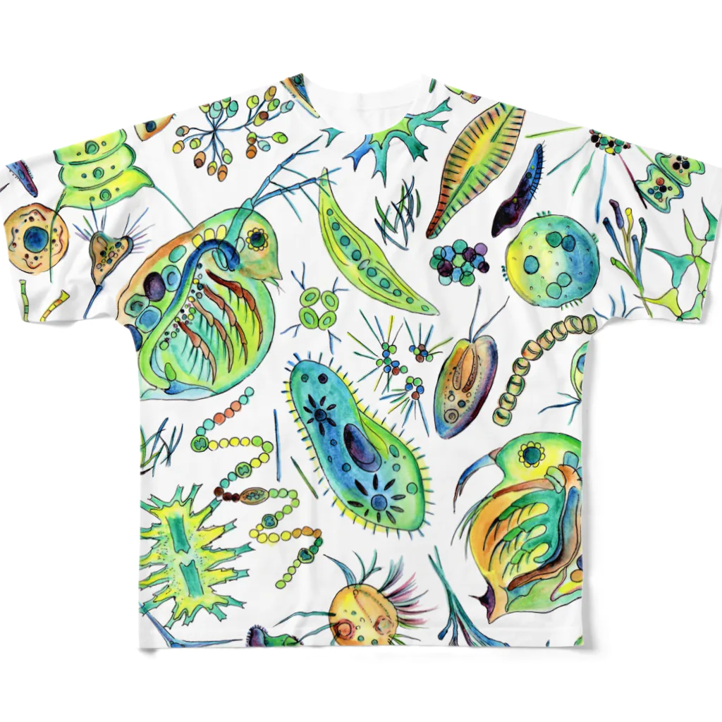 魅惑の微生物の淡水プランクトン フルグラフィックTシャツ