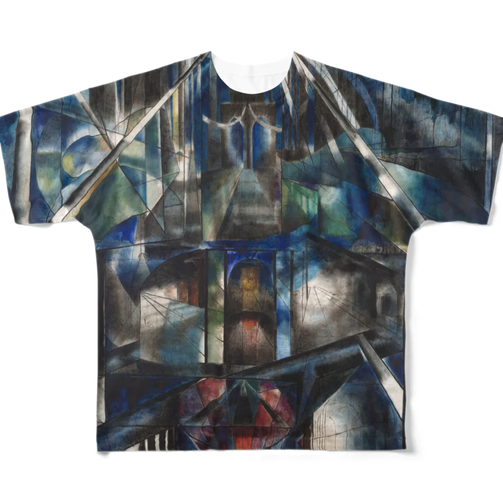 世界の絵画アートグッズのジョセフ・ステラ《ブルックリン橋》 All-Over Print T-Shirt