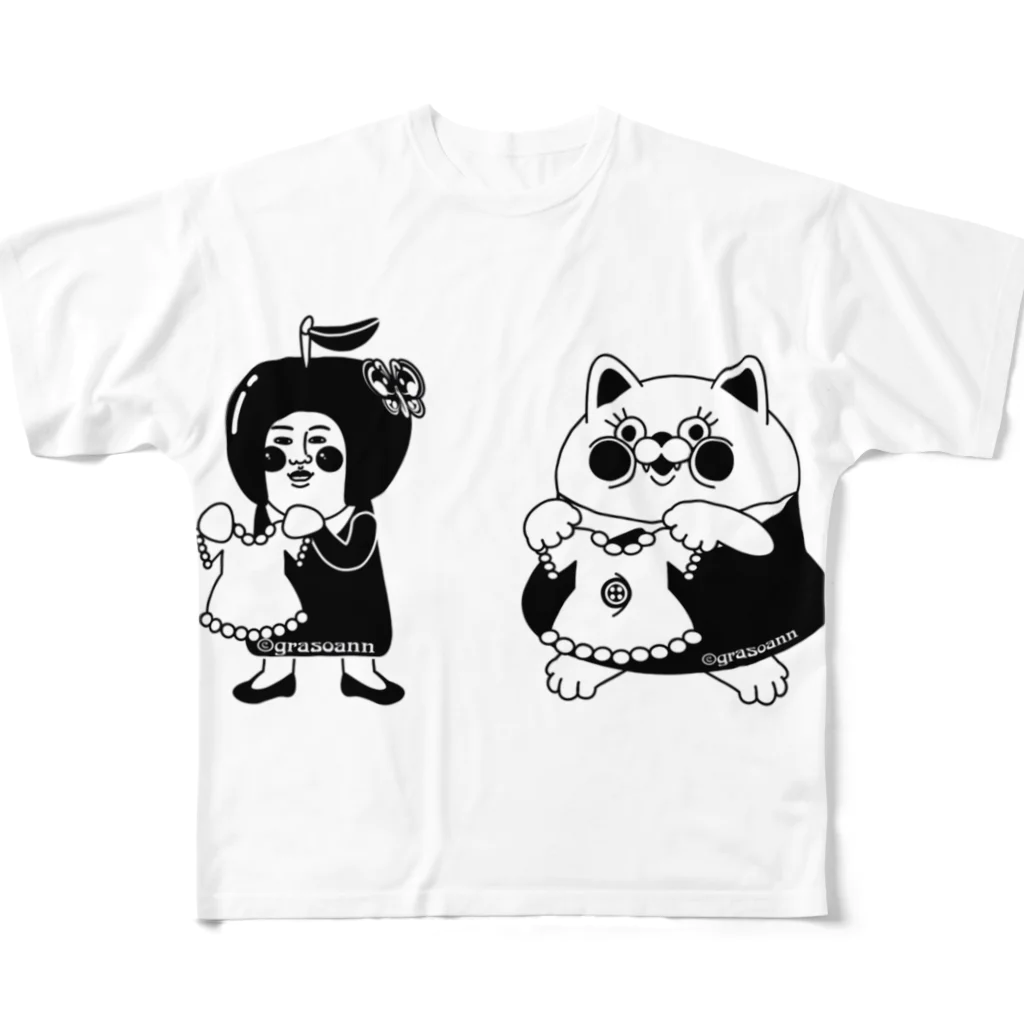 yukosu_furugiのgrasoann   ✖️yukosu_furugi  モノトーン  イラストおんりー All-Over Print T-Shirt