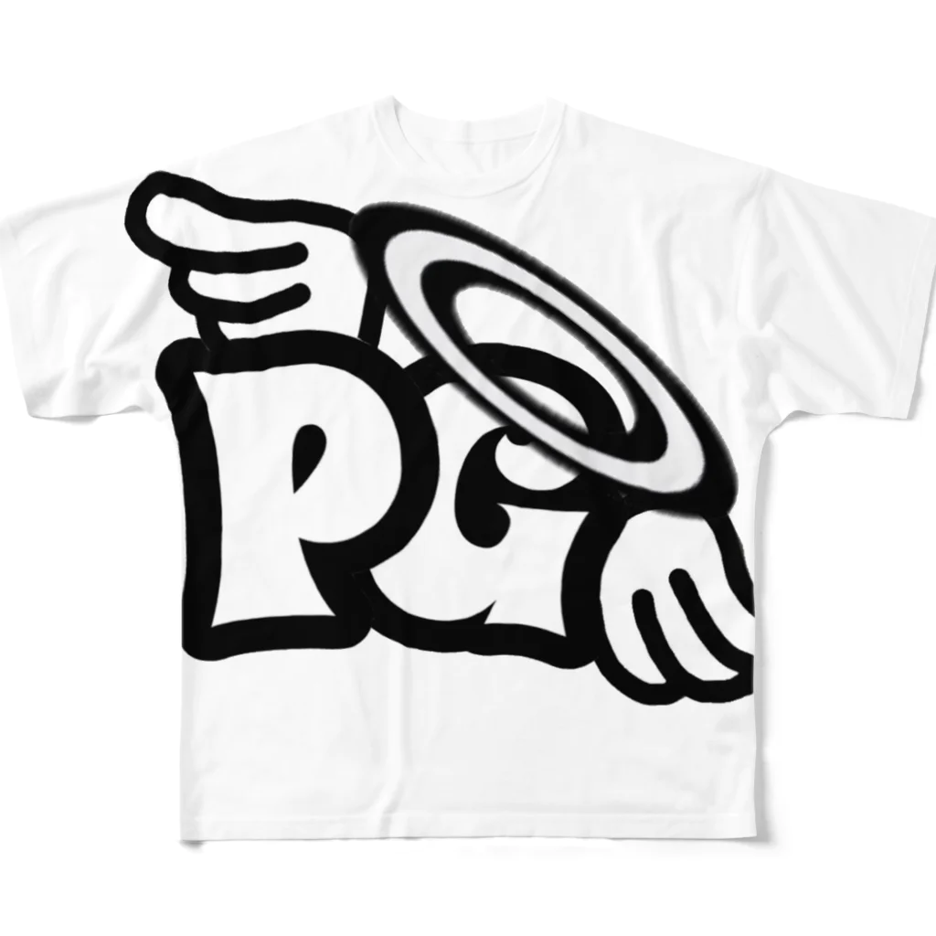 Pero'sSprout(ペロの芽)のPGロゴ入り All-Over Print T-Shirt