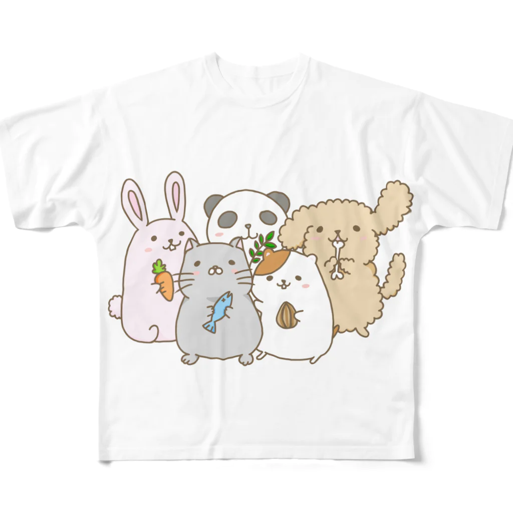 NukoNukoのなかよしあにまるず フルグラフィックTシャツ