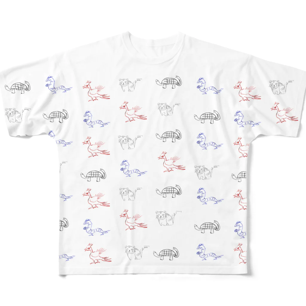 kofun-market（古墳マーケット）の四神モチーフ All-Over Print T-Shirt