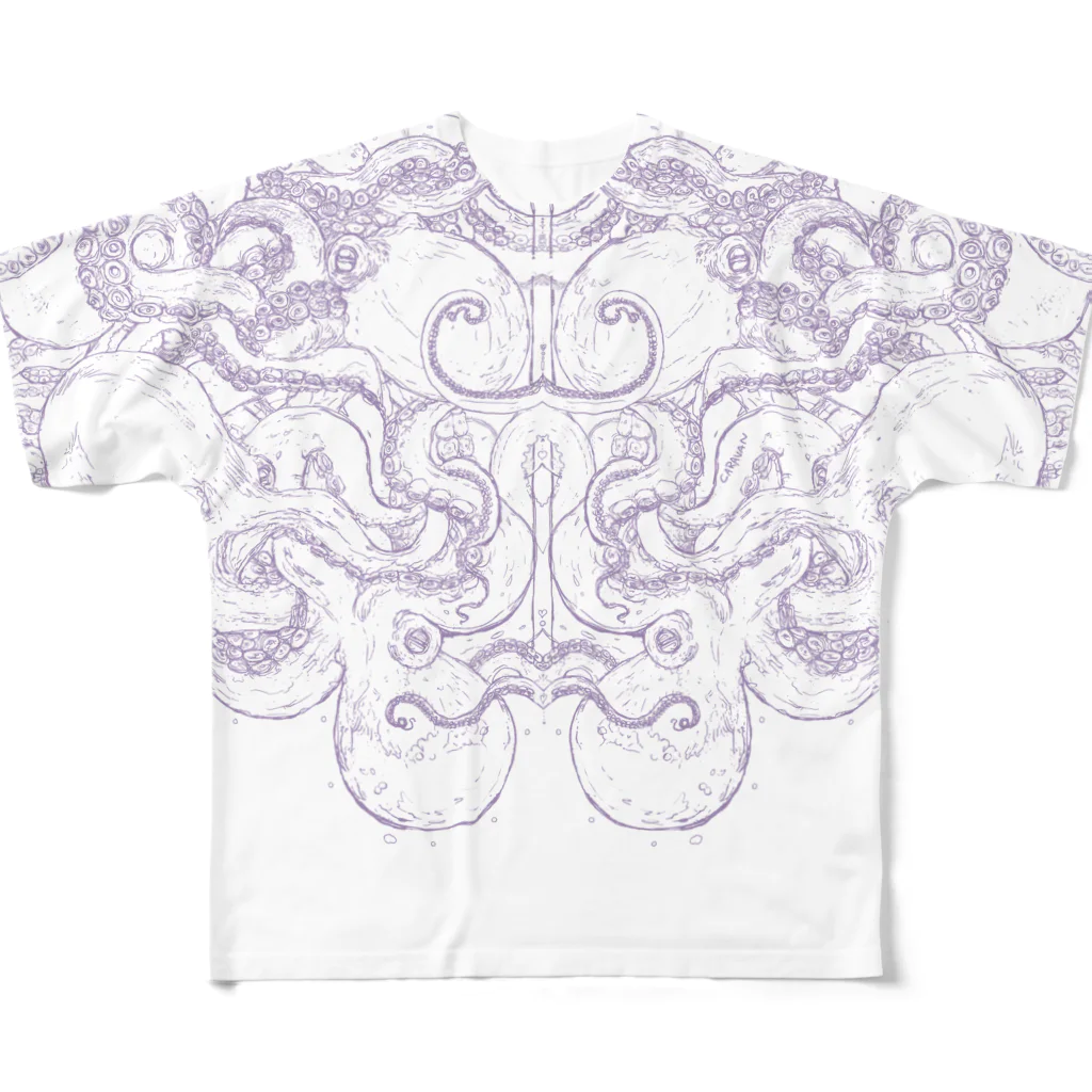 CARAVANのくんずほぐれつタコ All-Over Print T-Shirt