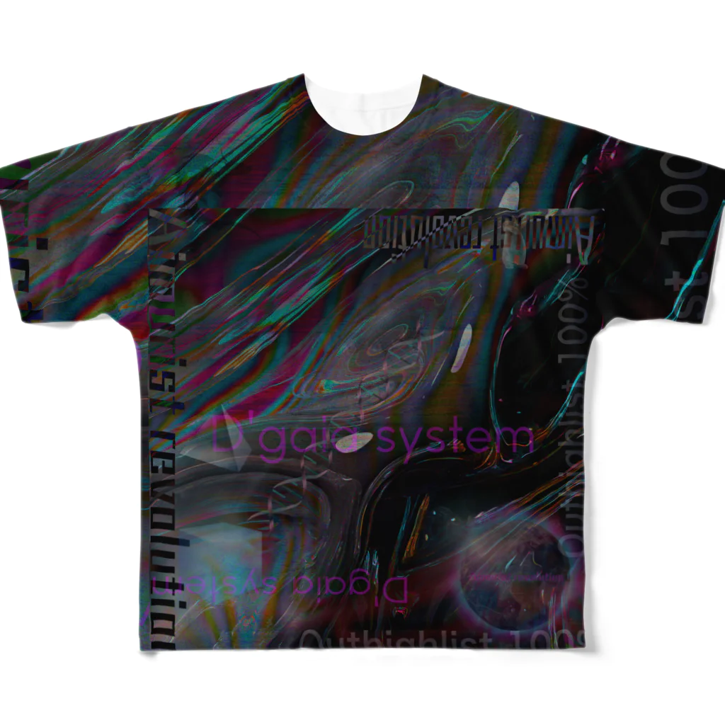 Aimurist のテキスト2021 暗号　ブラック フルグラフィックTシャツ