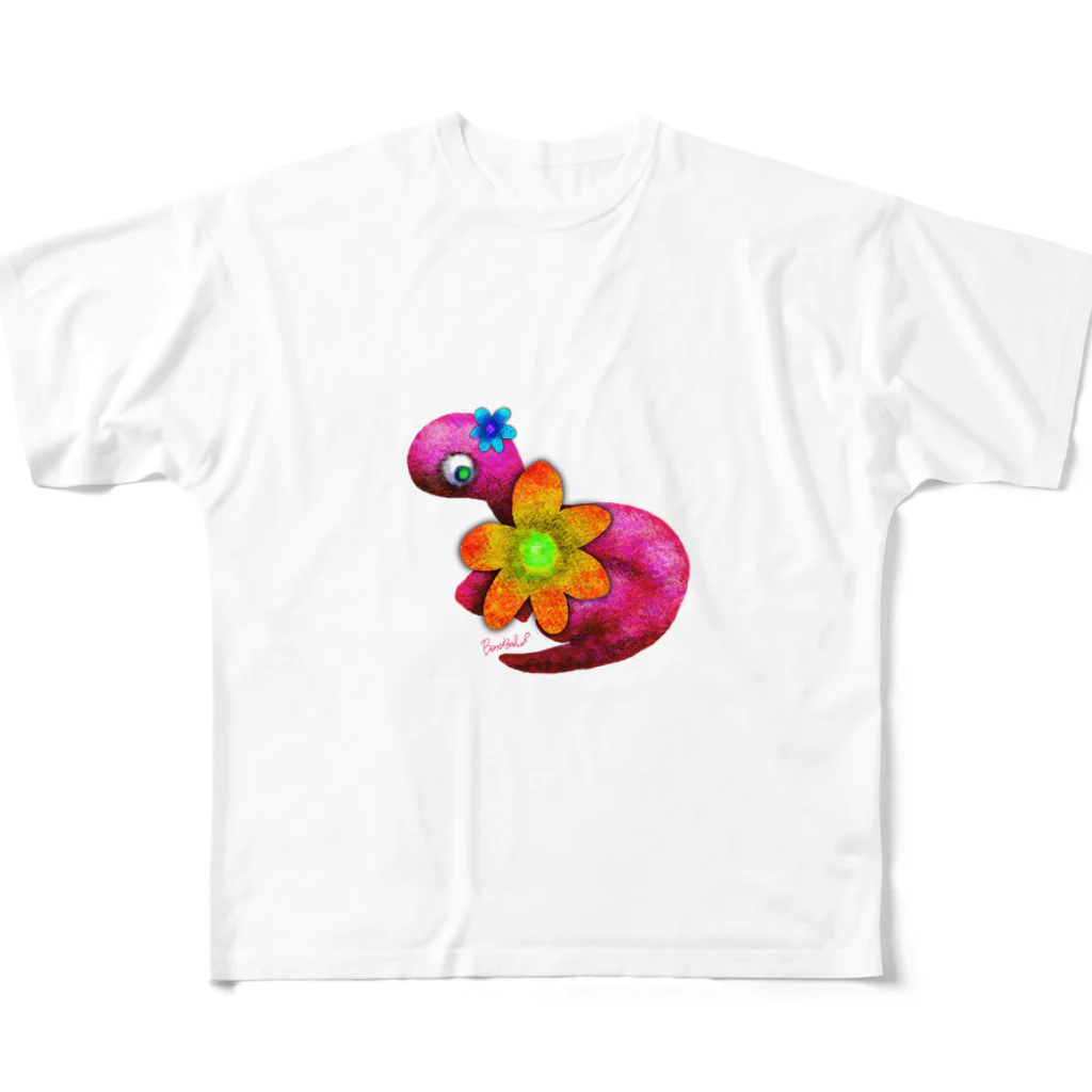 BenizakeのBrachiosaurus -flower- フルグラフィックTシャツ