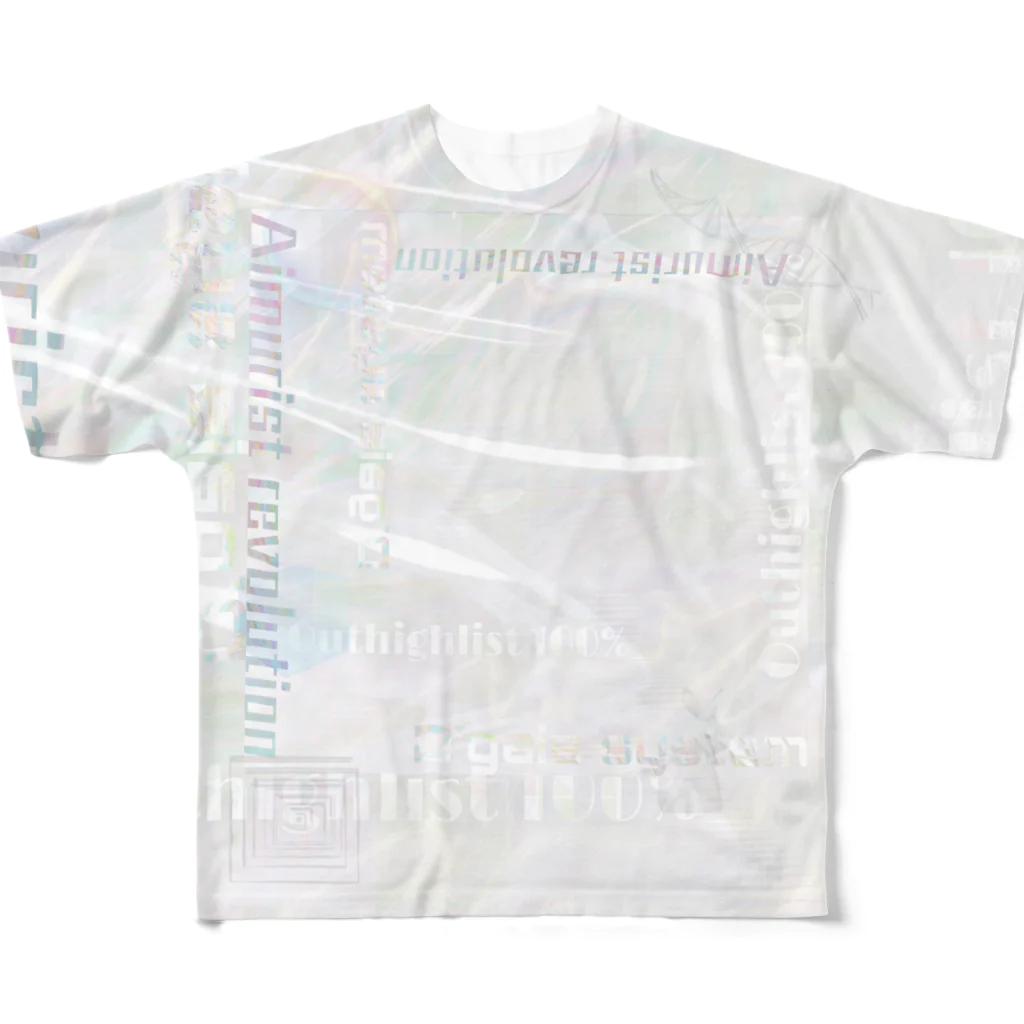 Aimurist のテキスト2021 暗号ホワイト フルグラフィックTシャツ