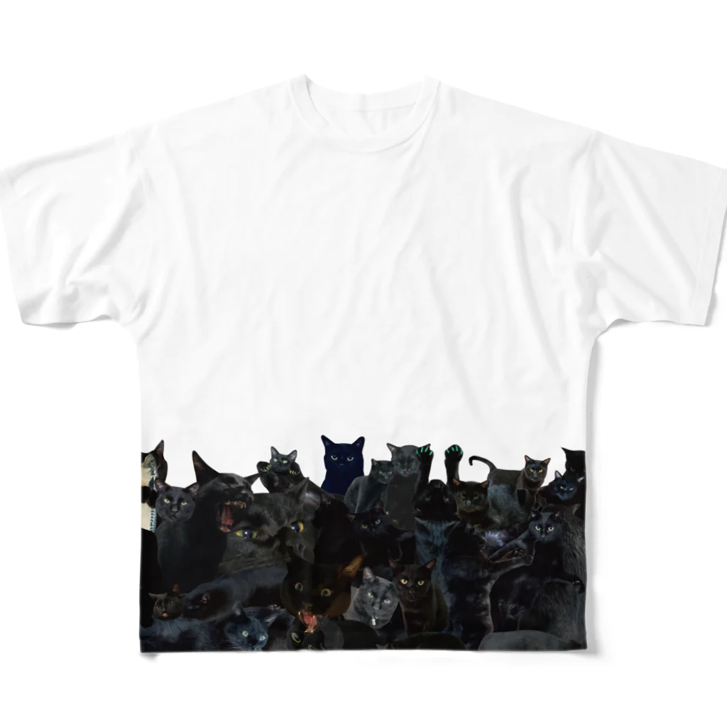 こいぬおじさんの黒猫が押し寄せる All-Over Print T-Shirt