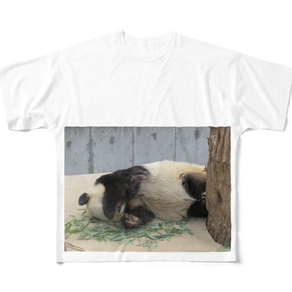 🐼調教済🐷耳豚🐷大熊猫ダークノワールブラックシュバルツ🐼の駄大熊猫 フルグラフィックTシャツ