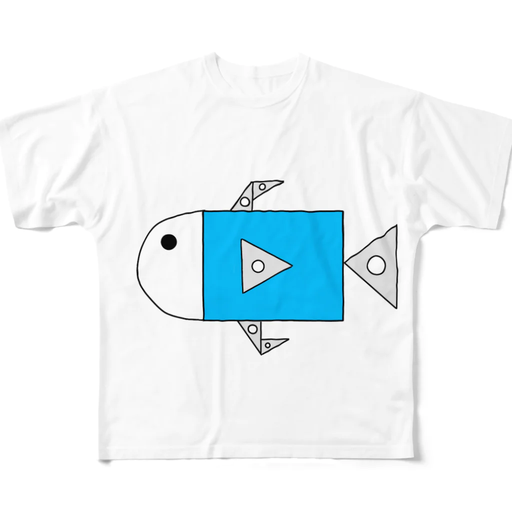 ぶたさぶのお店の文房魚 フルグラフィックTシャツ