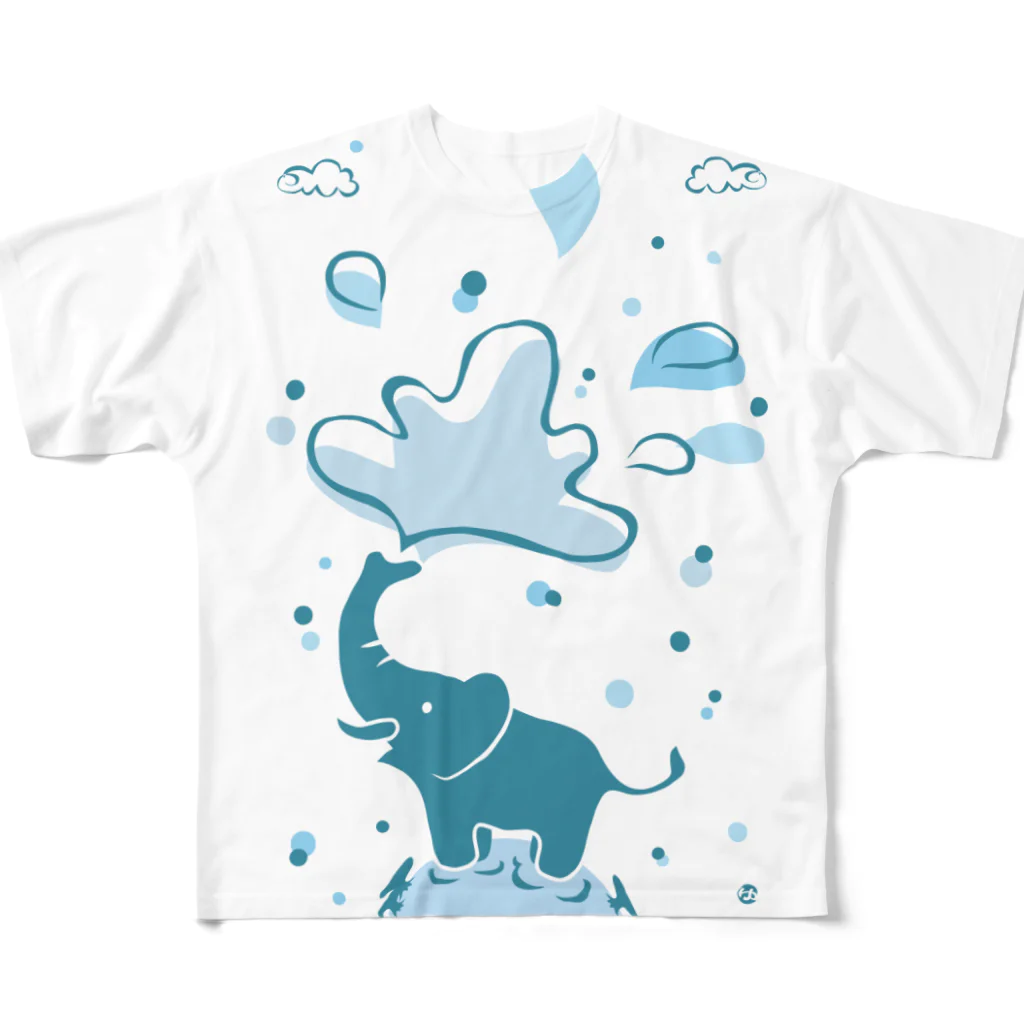 あるルートの像の水浴び フルグラフィックTシャツ