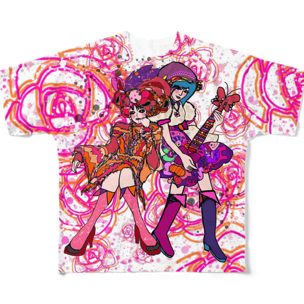 h45m69のYOU＆ME pink Rose2 All-Over Print T-Shirt