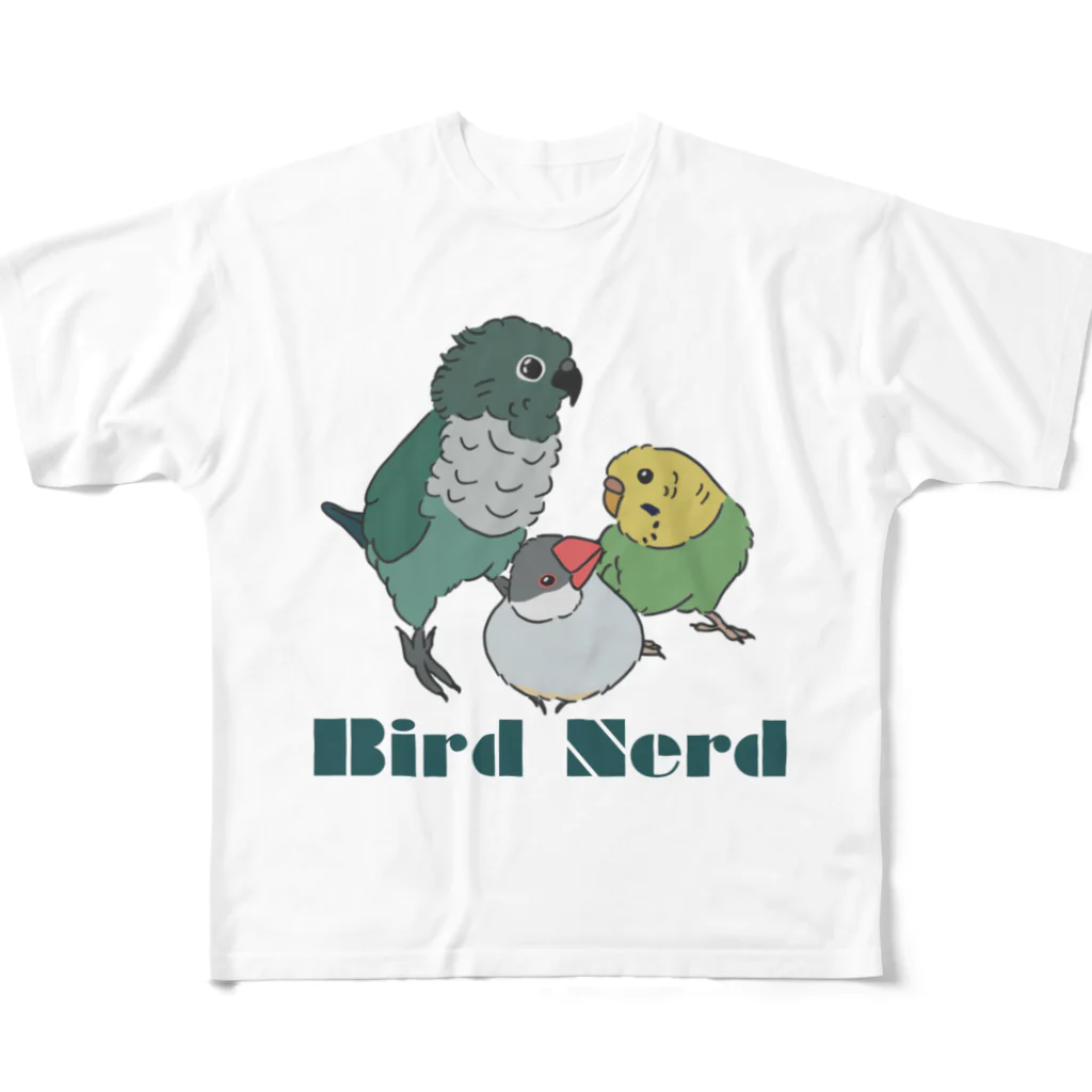 toritoridoriのBIRD NERD All-Over Print T-Shirt