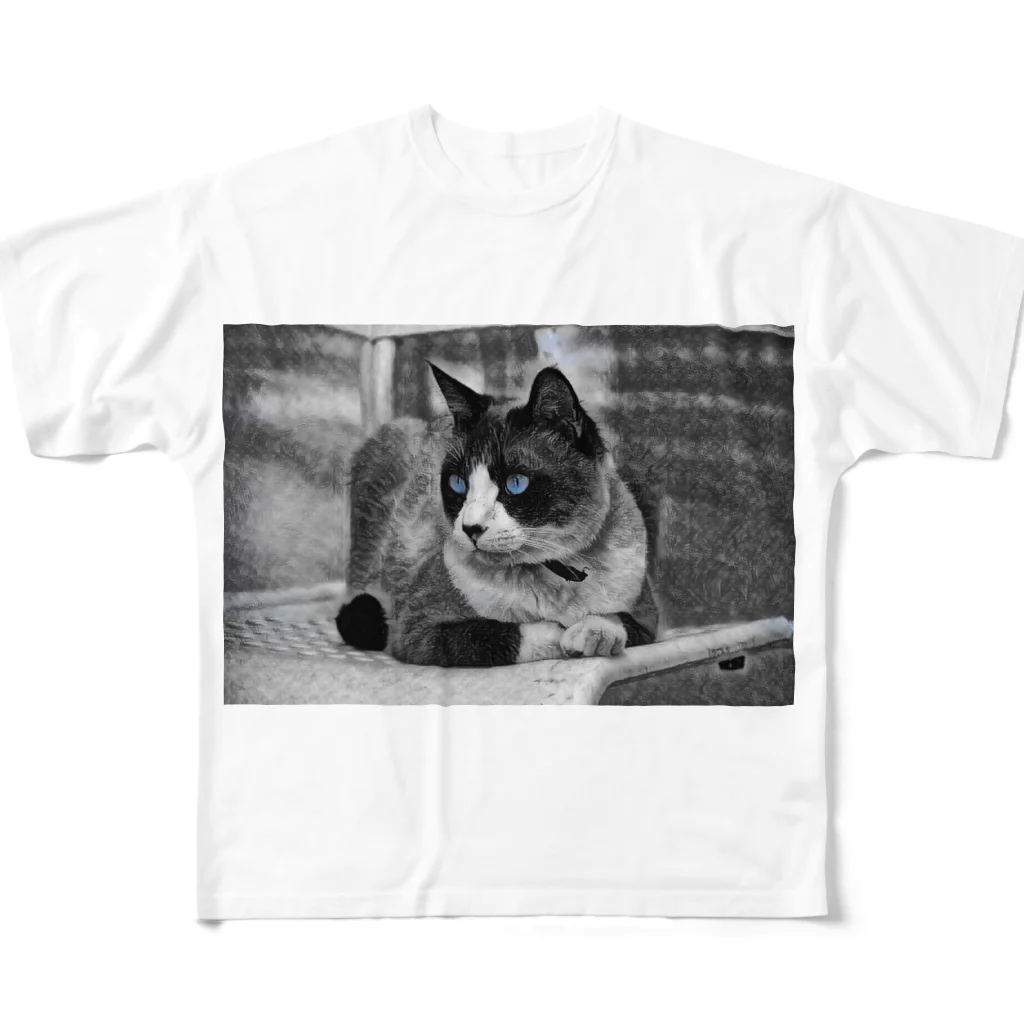 Lab_Naの碧目猫 フルグラフィックTシャツ