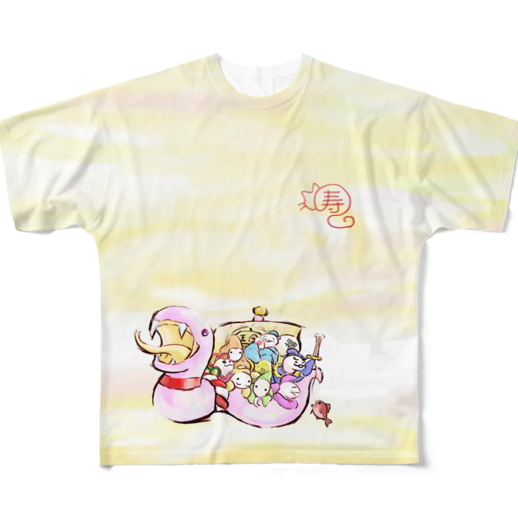 藤岡良平の白蛇七福神 All-Over Print T-Shirt