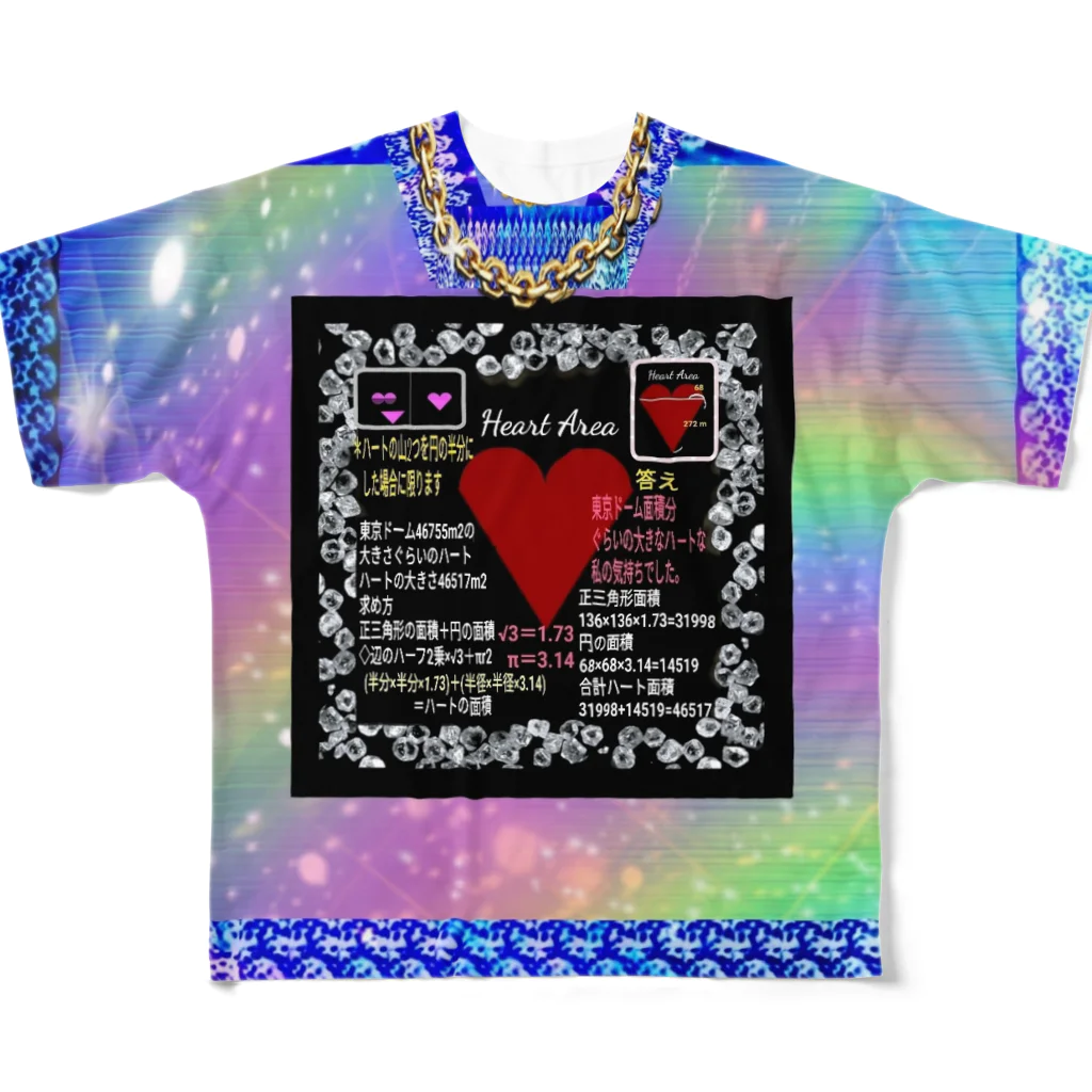 みっぴーの🎀新商品🎀ハートの大きさTシャツ💖✨Heart area(ハートエリア) All-Over Print T-Shirt